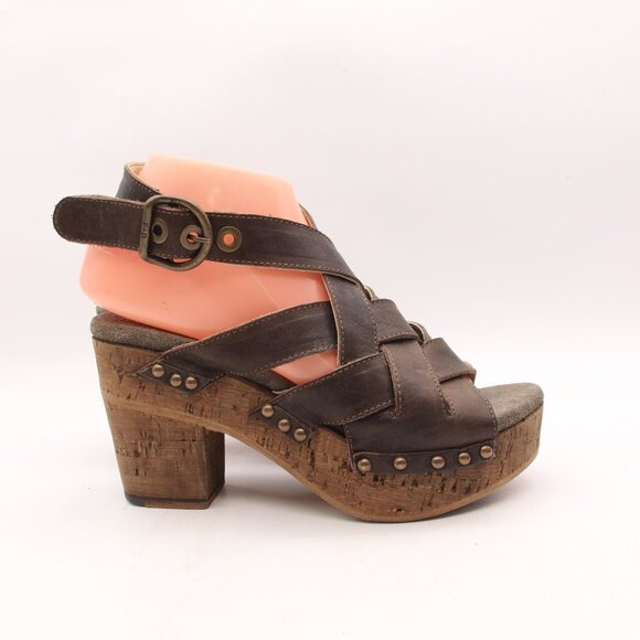 FiorentinI + Baker Platform Cork Heeled Sandals Women's EU 38 Brown  Leather - Picture 1 of 10